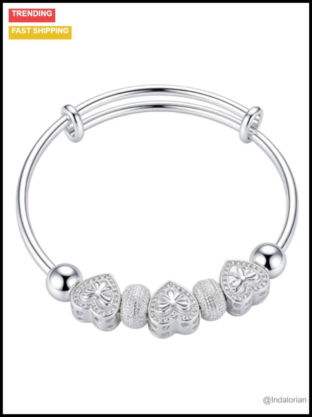 S925 Sterling Silver Adjustable Bangle Bracelet